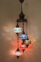 5 Globes Mosaic Chandelier Turkish Tiffany Mosaic Lamp Moroccan Mosaic Lighting  - £96.52 GBP
