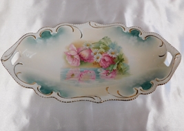 Green R&amp;S Prussia Tray with Pink Flowers # 22538 - $24.95