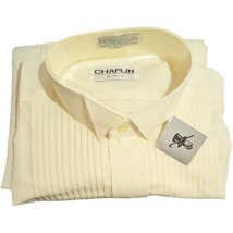Chaplin Mens Creamy Off White Tux Shirt Small 30-31 Black Buttons Tuxedo... - $38.61