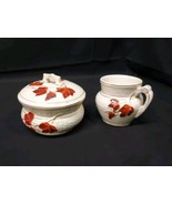 Avalon Faience Baltimore Majolica 1800s Cup Mug Covered Bowl Dish Leaf P... - $25.27 CAD