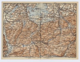 1895 Antique Map Of Southern Vicinity Of Chiemsee Bavarian Sea Bavaria Germany - £16.85 GBP