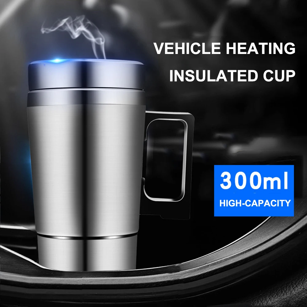 Nless steel car heated mug electric water cup 12v 24v kettle coffee tea milk heated 300 thumb200