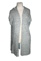 Athleta XS Heathered Gray Short-Sleeve Sweater Cardigan Sweater Open Front - £17.72 GBP