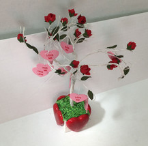 Table top adjustable tree with pink hearts and fake roses Valentine holiday - $23.76