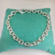 9&quot; Large Tiffany &amp; Co Sterling Silver Mens Unisex Rolo Round Link Chain Bracelet - £298.67 GBP