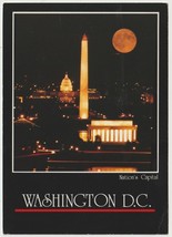 Full Moon Over Nations Capitol Washington DC Vintage Postcard Posted 1986? - £2.77 GBP