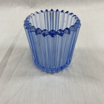 Indiana Glass Vintage Cornflower Blue Ribbed Pressed Glass Votive Candle - $11.68