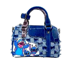 Stitch Cartoon Denim Ripped Hole Stitching Messenger Bag Crossbody Shoul... - £22.92 GBP