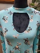 Rue+ Women&#39;s Blue Floral Rayon Long Sleeve Casual Knee Length Dress Size 1X - £22.02 GBP