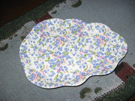 David Michael Staffordshire-Tea Plate ONLY- Blue Chintz with Pink Ribbon... - $8.00
