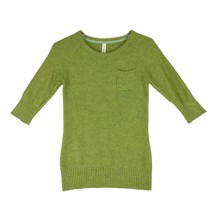 Soybu Women&#39;s S Green 3/4 Sleeve Pocket Sweater Wool Alpaca Blend Preppy Classic - £15.44 GBP