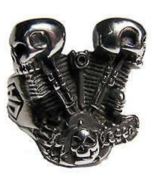 SKULL HEAD PISTONS STAINLESS STEEL RING size 8 - S-548 biker motorcycle ... - $143.74 MXN