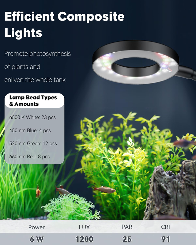 Pawfly 6 W LED Aquarium Light for 1 to 5 Gallon Fish Tanks Clip on Fish Tank Lig Item image 2