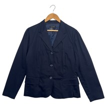 Sandro Blazer Womens Large Navy Blue Fitted Button Front Ruched Office B... - $49.49