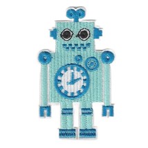 ROBOT IRON ON PATCH 3.125&quot; Aqua Blue Kids Clothes Backpack Hat Embroider... - $2.95