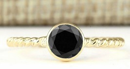 2 Ct Round Simulated Black Diamond Engagement Bezel Ring 14k Yellow Gold Plated - £86.04 GBP