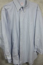 NWT $99 Brooks Brothers Blue Stripe Oxford Cloth Button Down Shirt XL 18... - £64.73 GBP