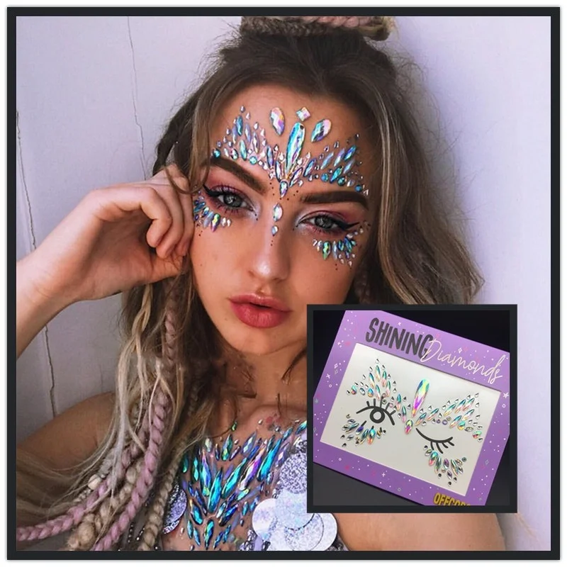 House Home 3D Acrylic Glitter Rhinestone Temporary Ay Face Tattoo Sticke... - $25.00