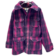 Woolrich Red Plaid Wool Coat Mackinaw Hunting Jacket 42 Thick Heavy Vintage - £107.97 GBP