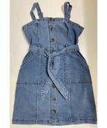 Juniors SO Denim Belted Dress Button Front Overall Jumper - Size Large - £12.30 GBP