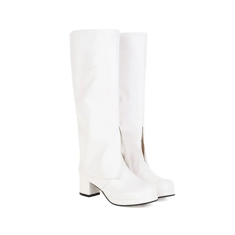 Womens  Knee The Thigh Boots Block High Heel Western Chelsea Shoes Round Toe 3Co - £219.14 GBP