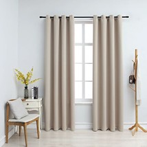 vidaXL Blackout Curtains with Rings 2 pcs Beige 54"x63" Fabric - $54.24