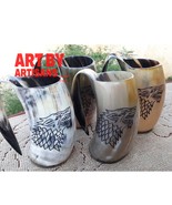 Vikings Valhalla Game Of Thrones Stark House Drinking Horn Mug | Wolf Ca... - £78.18 GBP