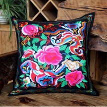 Embroidery Cushion Cover Pillow Case Vintage Flower Pattern P5 - £15.68 GBP