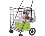 Folding Shopping Cart Jumbo Basket Grocery Laundry with Swivel Wheels Black - $93.01