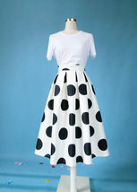 White A-Line Polka Dot Midi Skirt Outfit Women Custom Plus Size Party Skirt image 1