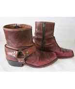 Western Boots Cowboy Biker Harness Boots Leather Square 8.5 (?) Distress... - £50.27 GBP