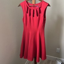 Betsey Johnson Red Fit &amp; Flare Cocktail Dress Cut Out Holiday Christmas ... - $34.64