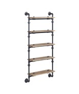 Brantley Wall Rack w/5 Shelves, Oak &amp; Sandy Black Finish - $3,407.07 MXN