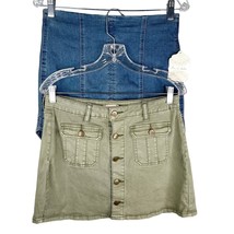 Lot 2 Altar&#39;d State Skirts Soft Denim Olive Green Medium New - $34.99