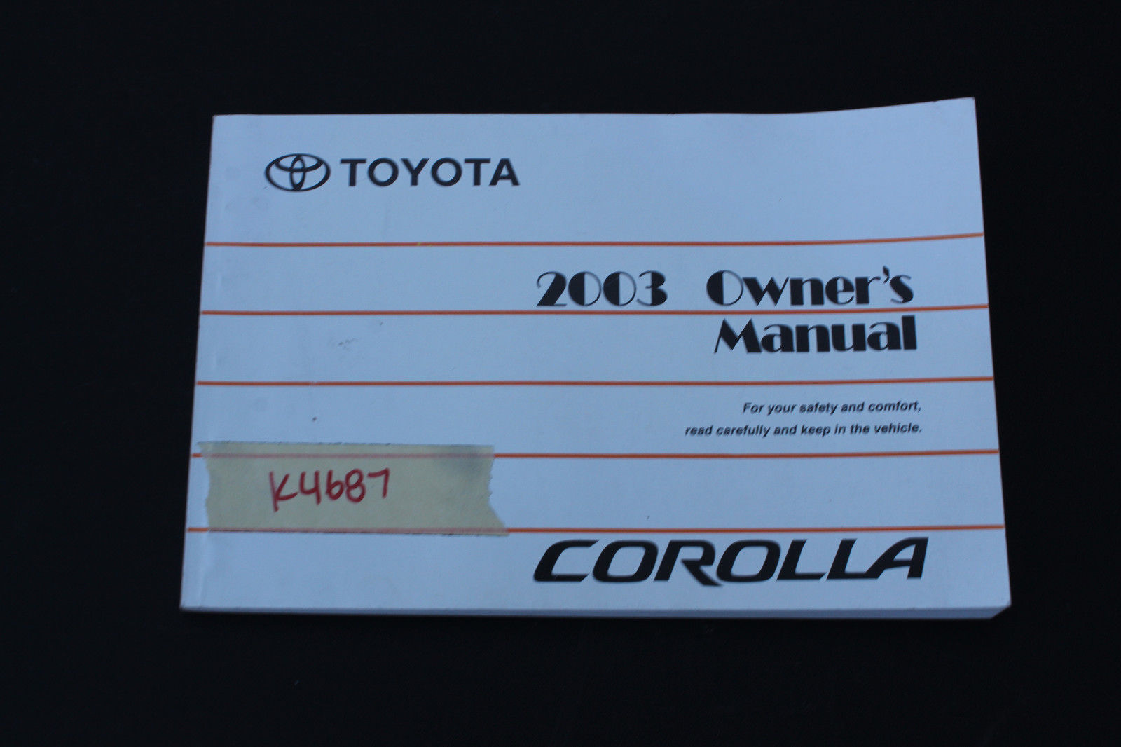 2003 TOYOTA COROLLA OWNER'S AND OPERATOR'S MANUAL BOOK K4687 - $41.85