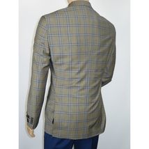Men's Mono Turkey Sport Coat 100% Super 180s Wool 1480-02 Tan Blue Plaid image 3