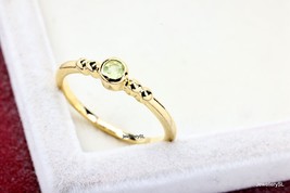 Minimalist Peridot Ring, dainty Natural Peridot ring, Yellow Gold Peridot Plated - £21.39 GBP