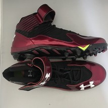 Men&#39;s Under Armour Spine Football Cleats Red/Black Size 16 - £39.86 GBP