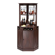 VEVOR Corner Industrial Bar Cabinet, Wine Table for Liquor &amp; Glasses, Si... - £265.54 GBP