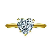 1 CT Coeur Coupe Diamant Solitaire Fiançailles Promesse Bague 14CT or Jaune - £57.03 GBP