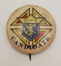 Vintage Knights of Columbus K of C &quot;Candidate&quot; Round Vintage Pinback Button - £15.53 GBP