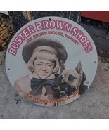 Vintage 1937 Buster Brown Shoes The Brown Shoe Co. Porcelain Gas & Oil Sign - £99.60 GBP