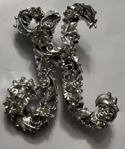 Initial &quot;H&quot; Vintage Brooch Costume Jewelry Silver Tone Rhinestones Unbra... - $30.46 CAD