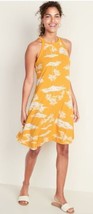 Women&#39;s Old Navy Sleeveless High Neck Scenic Palm Tree Print Swing Dress... - $17.81