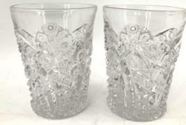 EAPG McKee Toltec Clear Flat Tumbler Old Fashioned Set 2 Pressed Glass U... - £35.02 GBP