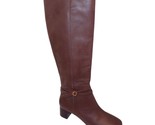 Tory Burch Squared Toe Mid Zip-Up-Perfect Brown Heeled Boot Gold Logo sz... - $173.21