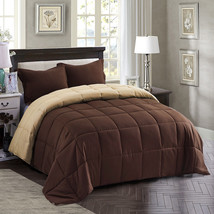 Down Alternative Comforter Set 3 Pcs All Season Reversible Comforter-Chocolate - £26.61 GBP+