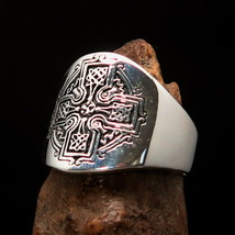 Nicely crafted Men&#39;s ancient Celtic Cross Ring antiqued - Sterling Silver - £46.37 GBP