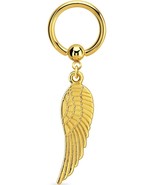 Angel Feather Wing Gold Tone Stainless Steel Captive Beaded Ring Piercing - £8.17 GBP