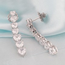 22CT Heart Cut Cubic Zirconia Bar Set Drop Earrings for Women&#39;s in 925 Silver - £65.03 GBP